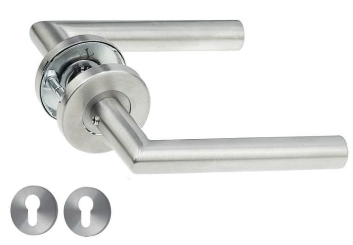 CAM Klamka L90R , szyld okrągły, stal nierdzewna