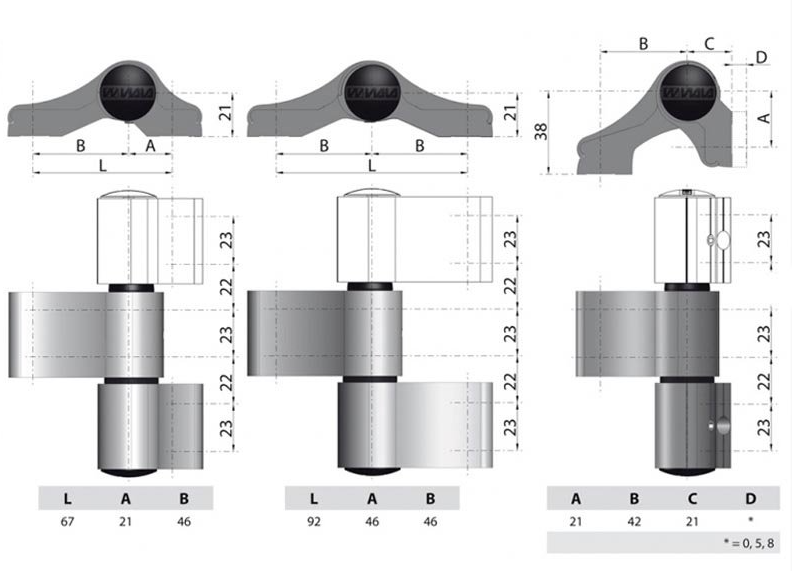 WALA Zawias trzyczęściowy symetryczny 92 mm - obrazek 2