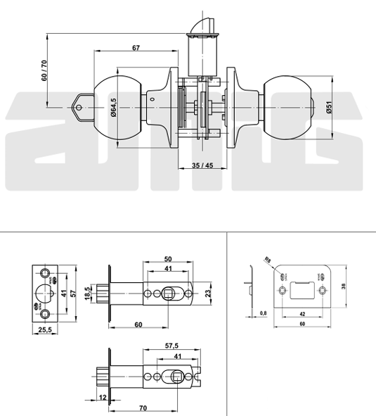 AMIG Gałko - gałka z zamkiem model 610 INOX - obrazek 3