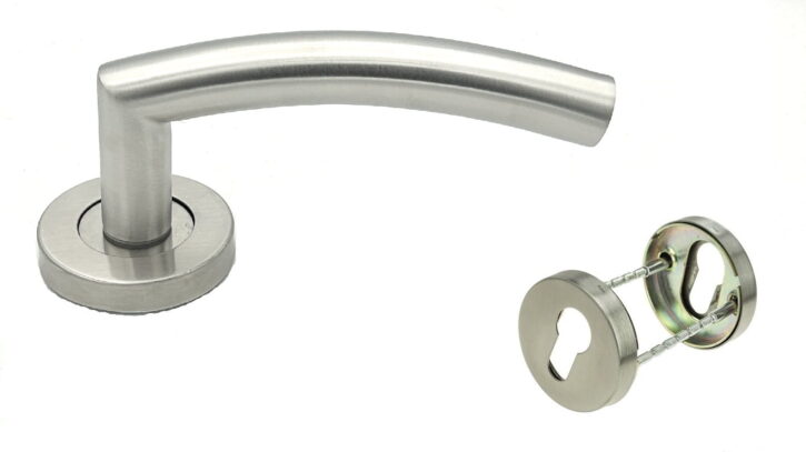 CAM Klamka 90UR , szyld okrągły, stal nierdzewna